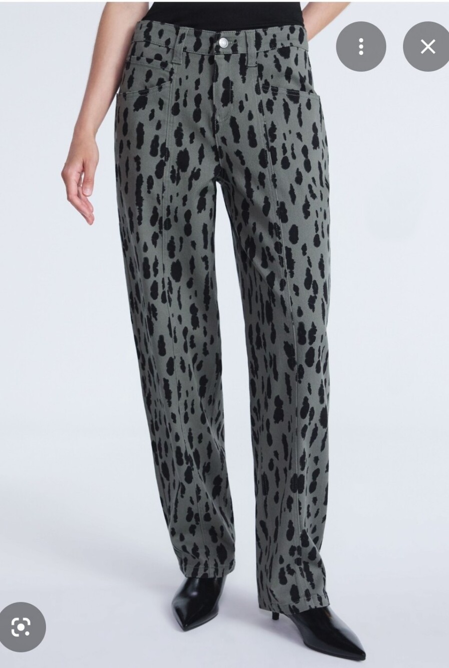 Wide-Leg Printed Pants in Olive with Black Spot Print🎈